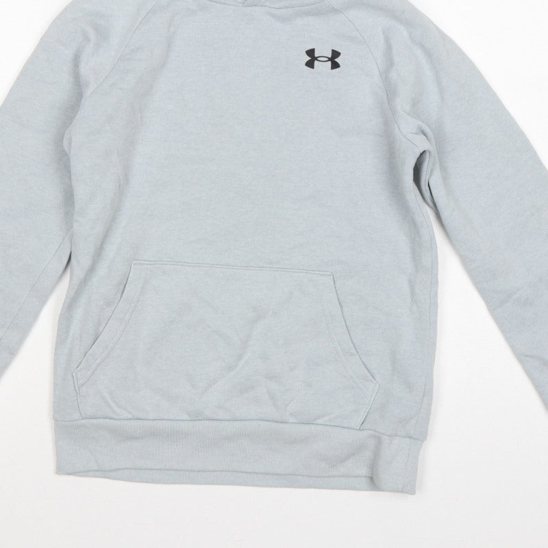 Under Armour Boys Grey Medium Pullover Hoodie Logo Pocket Sports