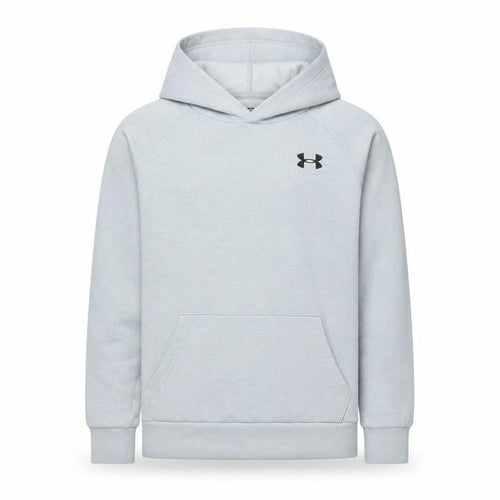 Under Armour Boys Grey Medium Pullover Hoodie Logo Pocket Sports