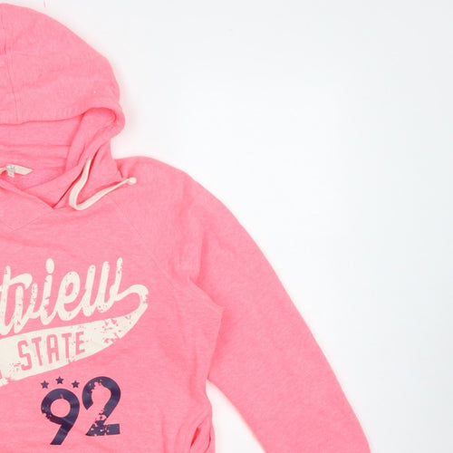 Clockhouse Women Pink XL Pullover Hoodie Graphic Print Pockets