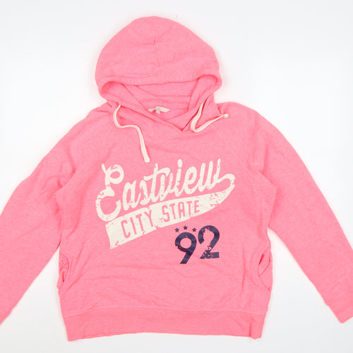 Clockhouse Women Pink XL Pullover Hoodie Graphic Print Pockets