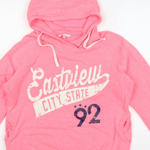 Clockhouse Women Pink XL Pullover Hoodie Graphic Print Pockets
