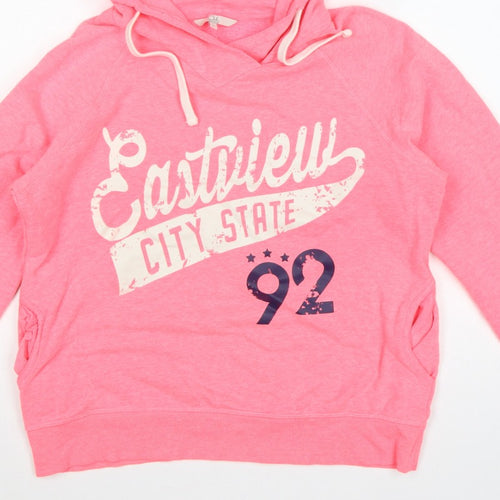 Clockhouse Women Pink XL Pullover Hoodie Graphic Print Pockets