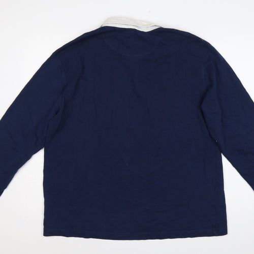 Pepsi Women’s XL Navy Colourblock Logo Collared Henley Sweatshirt