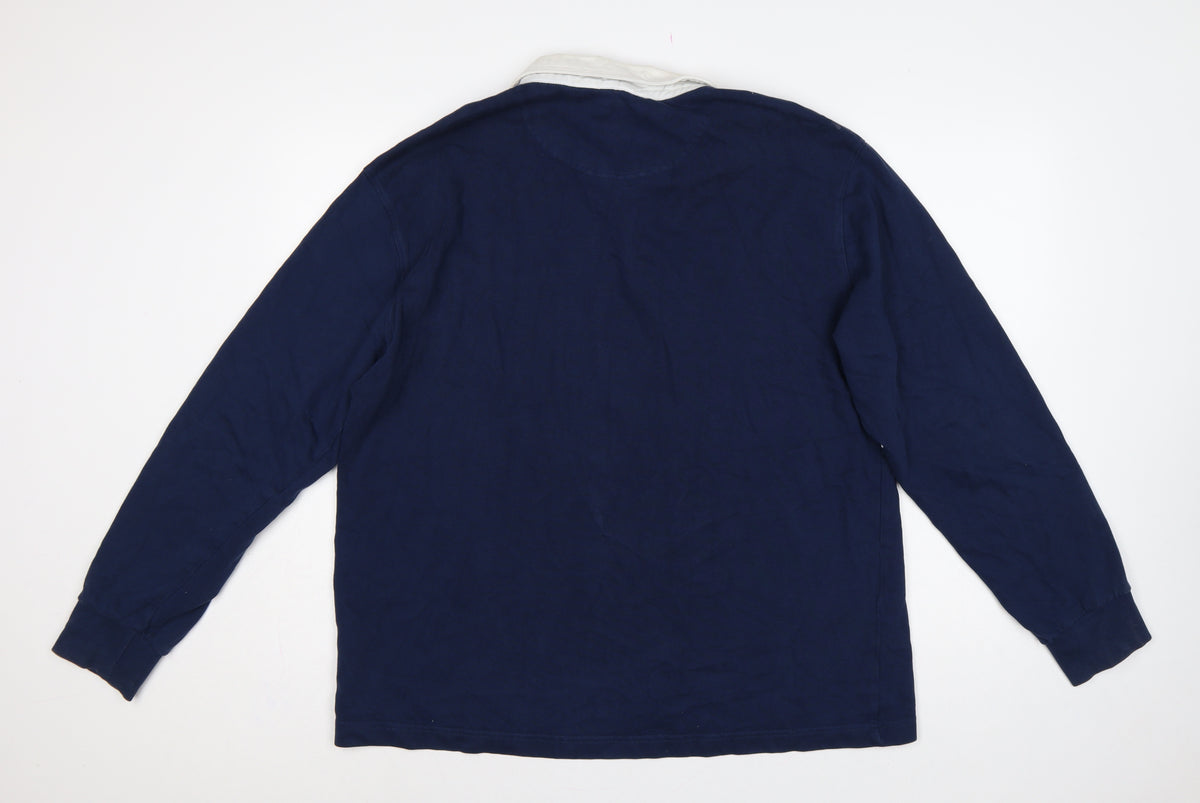 Pepsi Women’s XL Navy Colourblock Logo Collared Henley Sweatshirt