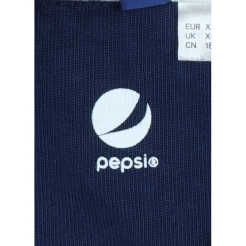 Pepsi Women’s XL Navy Colourblock Logo Collared Henley Sweatshirt