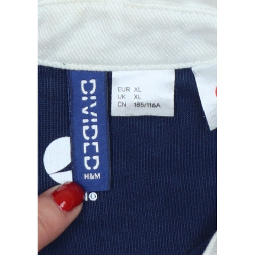 Pepsi Women’s XL Navy Colourblock Logo Collared Henley Sweatshirt