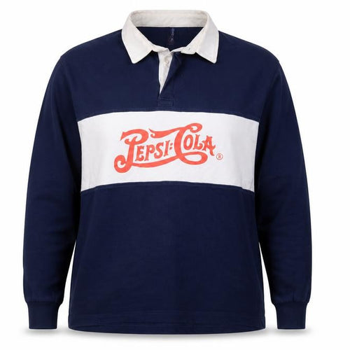 Pepsi Women’s XL Navy Colourblock Logo Collared Henley Sweatshirt