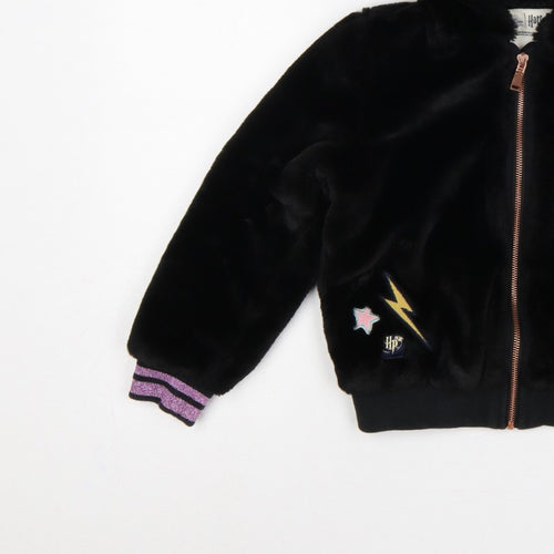 M&S Girls Black 7-8 Years Harry Potter Hooded Faux Fur Bomber Jacket