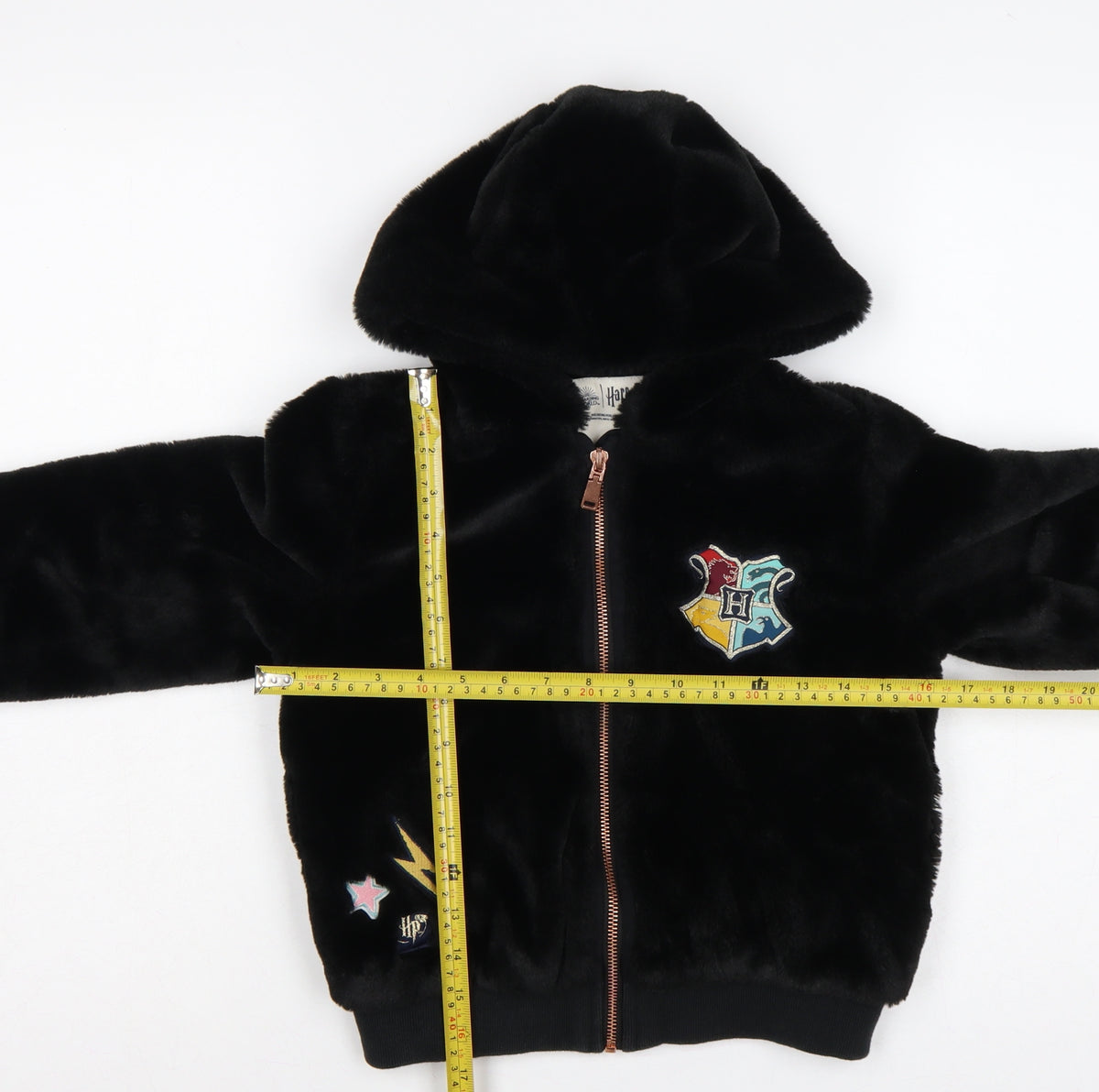 M&S Girls Black 7-8 Years Harry Potter Hooded Faux Fur Bomber Jacket