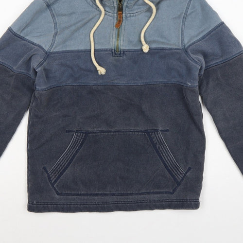 FatFace Men’s Blue XS 1/4 Zip Hooded Pullover Sweatshirt
