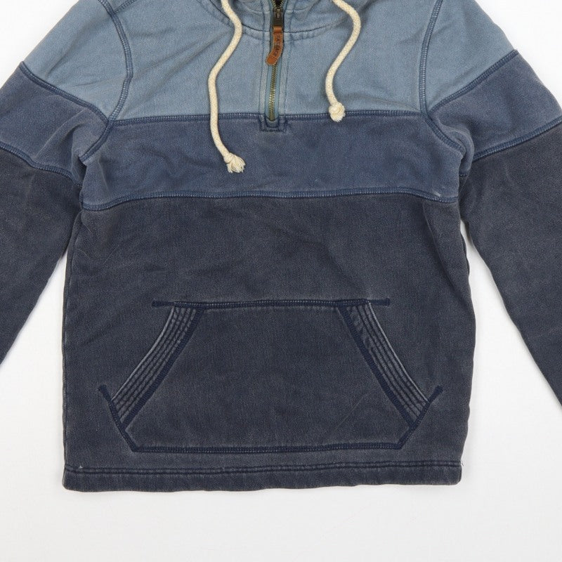 FatFace Men’s Blue XS 1/4 Zip Hooded Pullover Sweatshirt