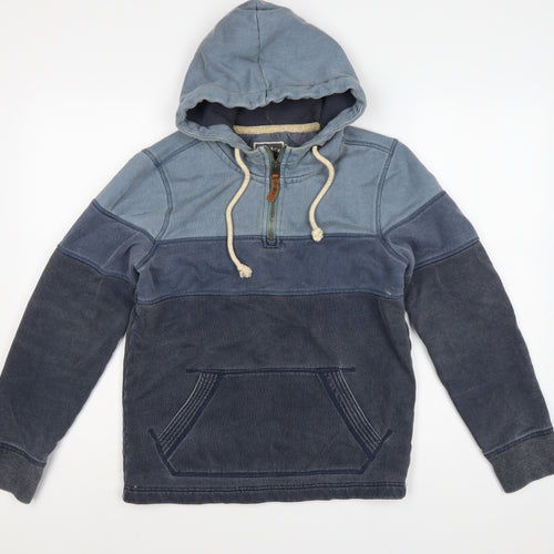 FatFace Men’s Blue XS 1/4 Zip Hooded Pullover Sweatshirt