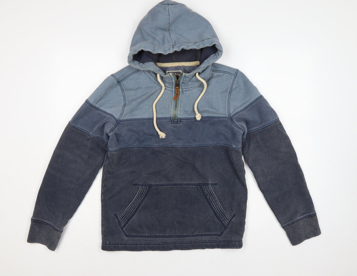 FatFace Men’s Blue XS 1/4 Zip Hooded Pullover Sweatshirt