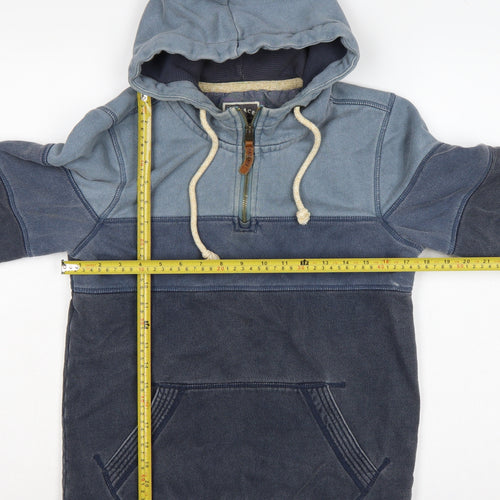 FatFace Men’s Blue XS 1/4 Zip Hooded Pullover Sweatshirt