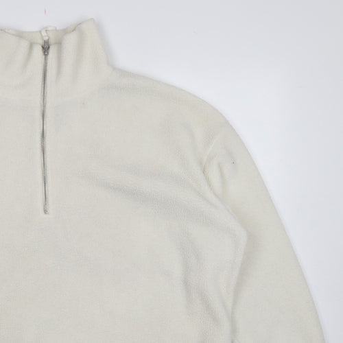 New Look Women’s Ivory L Quarter Zip Fleece Pullover Sweatshirt