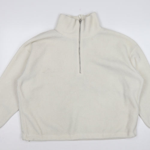 New Look Women’s Ivory L Quarter Zip Fleece Pullover Sweatshirt