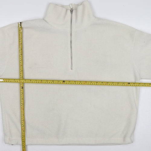 New Look Women’s Ivory L Quarter Zip Fleece Pullover Sweatshirt