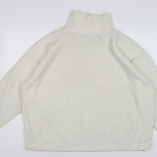 New Look Women’s Ivory L Quarter Zip Fleece Pullover Sweatshirt