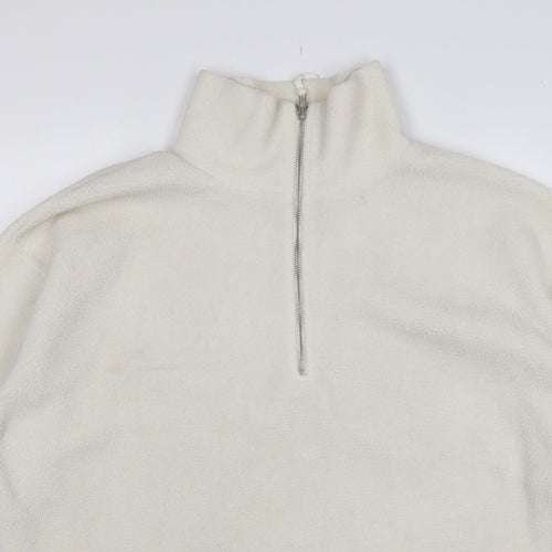 New Look Women’s Ivory L Quarter Zip Fleece Pullover Sweatshirt