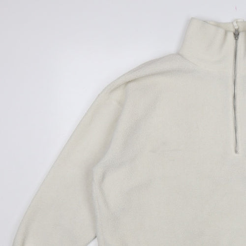 New Look Women’s Ivory L Quarter Zip Fleece Pullover Sweatshirt