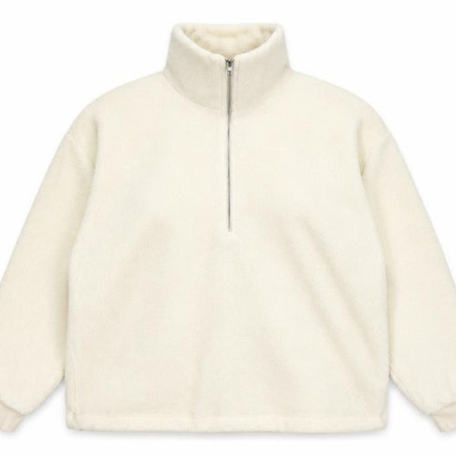 New Look Women’s Ivory L Quarter Zip Fleece Pullover Sweatshirt