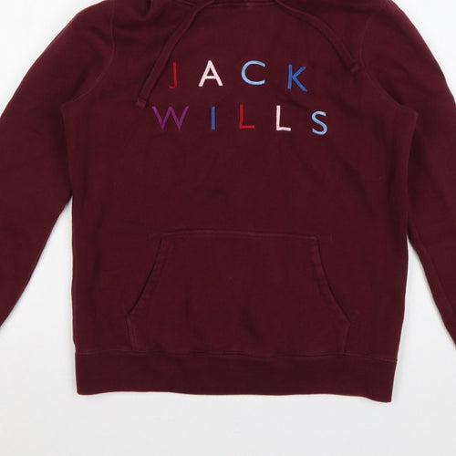 Jack Wills Women’s Red Embroidered Logo Pullover Hoodie UK 10