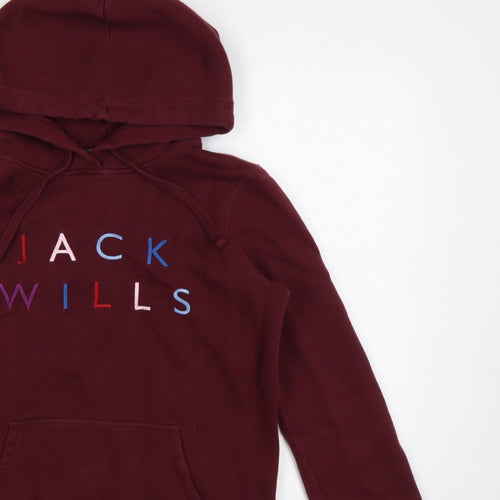 Jack Wills Women’s Red Embroidered Logo Pullover Hoodie UK 10