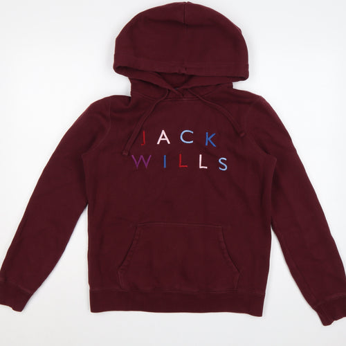 Jack Wills Women’s Red Embroidered Logo Pullover Hoodie UK 10