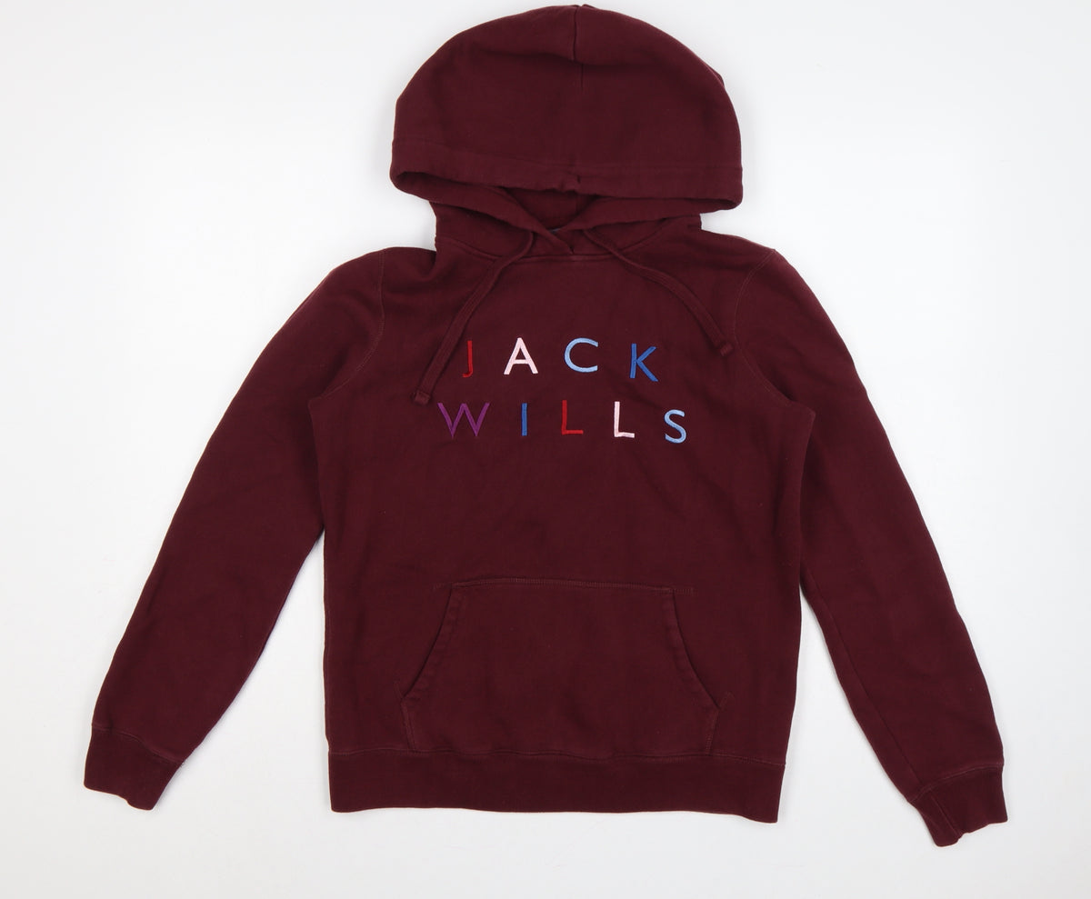 Jack Wills Women’s Red Embroidered Logo Pullover Hoodie UK 10