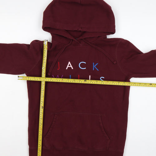 Jack Wills Women’s Red Embroidered Logo Pullover Hoodie UK 10