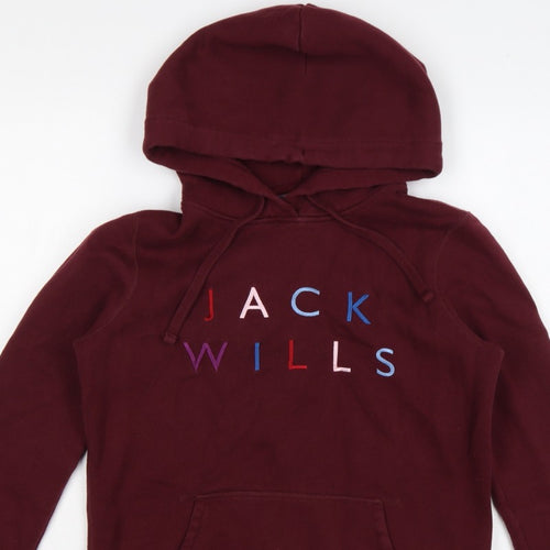 Jack Wills Women’s Red Embroidered Logo Pullover Hoodie UK 10