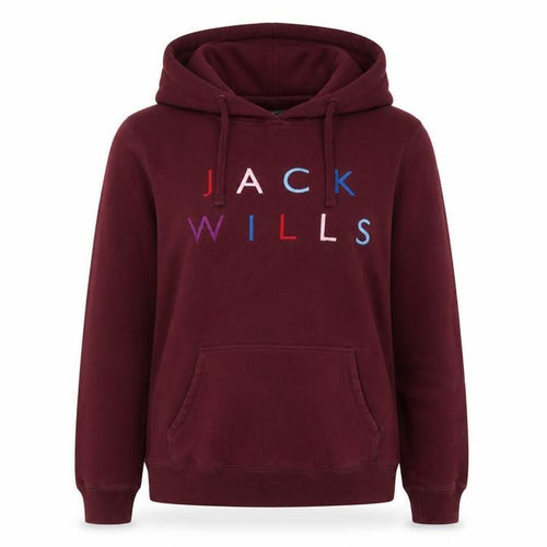 Jack Wills Women’s Red Embroidered Logo Pullover Hoodie UK 10