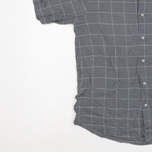 Armani Jeans Men Grey Check Extra-Slim S Short Sleeve Button-Up Shirt