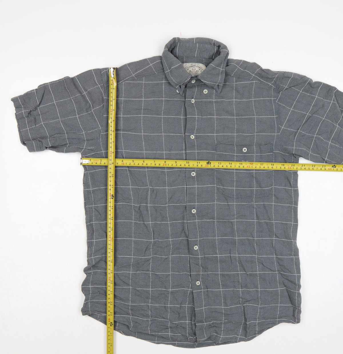 Armani Jeans Men Grey Check Extra-Slim S Short Sleeve Button-Up Shirt