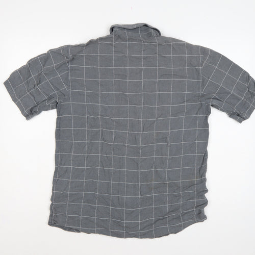 Armani Jeans Men Grey Check Extra-Slim S Short Sleeve Button-Up Shirt