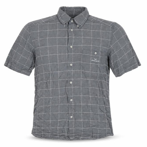 Armani Jeans Men Grey Check Extra-Slim S Short Sleeve Button-Up Shirt