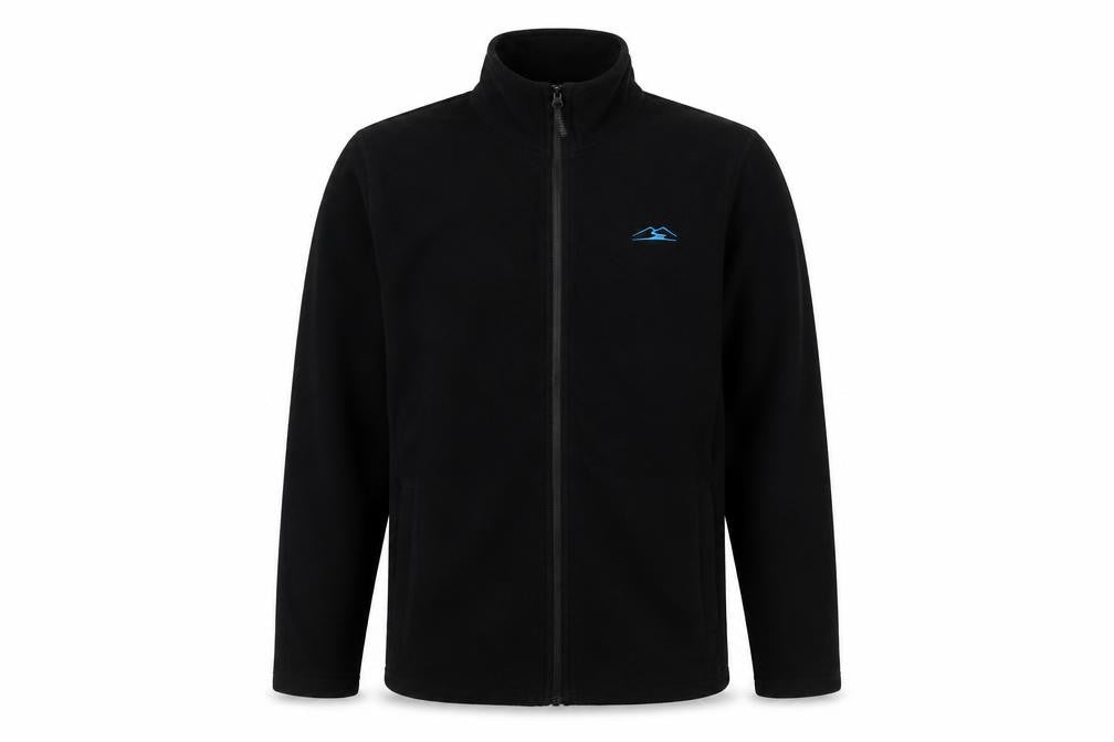 Front view of Rocktrail Men’s Black M Fleece Full Zip Outdoor Jacket