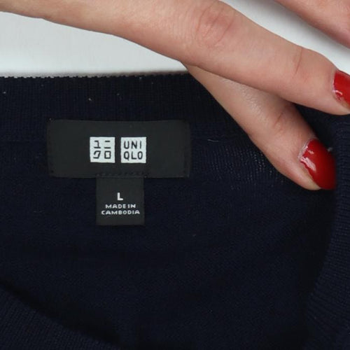 Uniqlo Men’s Navy Blue L Crew Neck Pullover Jumper Long Sleeve