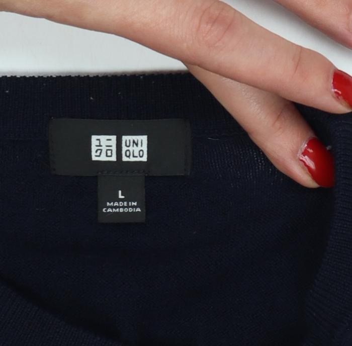 Uniqlo Men’s Navy Blue L Crew Neck Pullover Jumper Long Sleeve