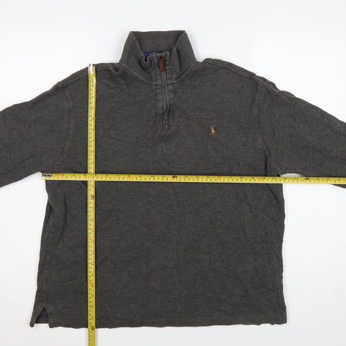 Polo Ralph Lauren Men's Grey L Quarter Zip Estate Rib Cotton Sweatshirt