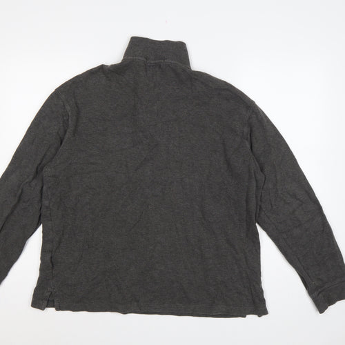 Polo Ralph Lauren Men's Grey L Quarter Zip Estate Rib Cotton Sweatshirt