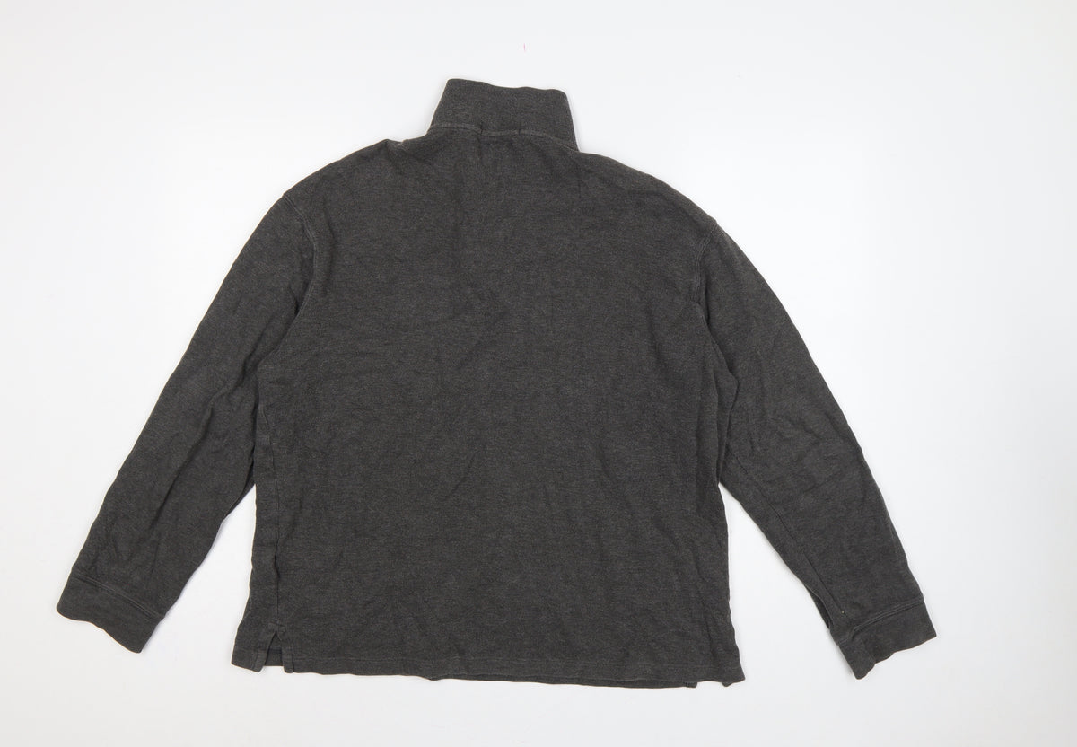 Polo Ralph Lauren Men's Grey L Quarter Zip Estate Rib Cotton Sweatshirt