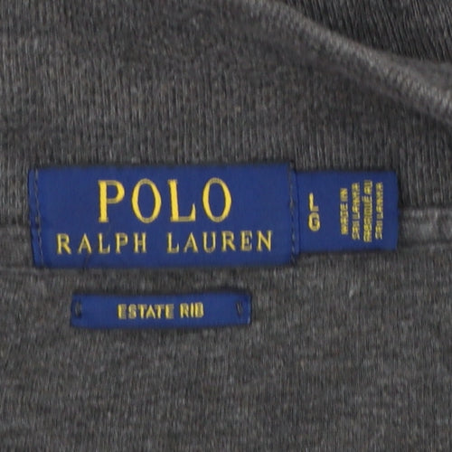 Polo Ralph Lauren Men's Grey L Quarter Zip Estate Rib Cotton Sweatshirt