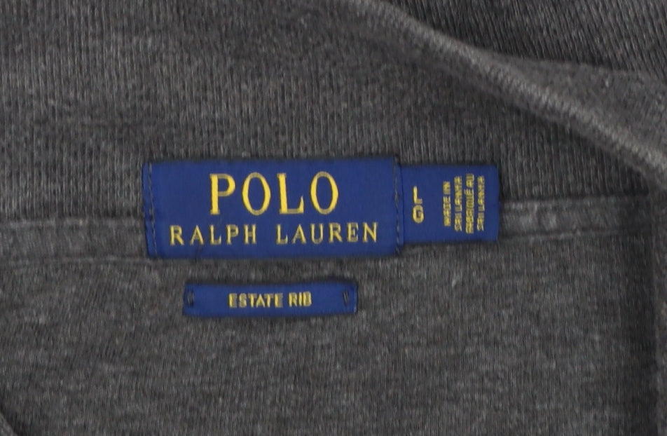 Polo Ralph Lauren Men's Grey L Quarter Zip Estate Rib Cotton Sweatshirt