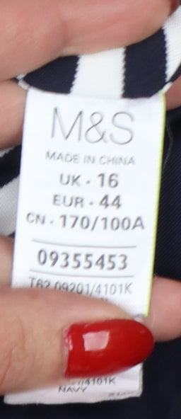 M&S Per Una Women’s Blue UK 16 Hooded Mid-Length Parka Coat