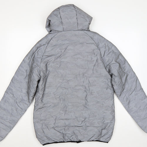 Kings Will Dream Men Grey Camo Hooded Puffer Jacket Size M