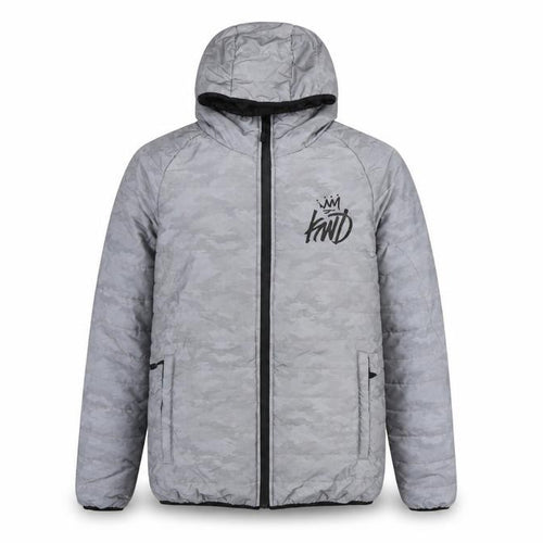 Kings Will Dream Men Grey Camo Hooded Puffer Jacket Size M
