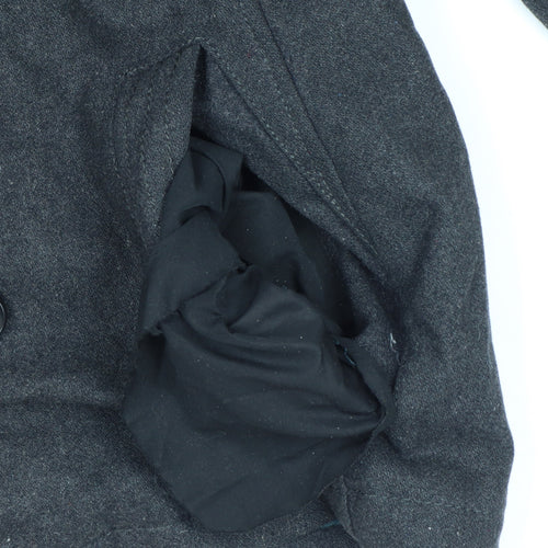 Guess Men’s Black Wool Blend Pea Coat UK 36 Medium Double Breasted