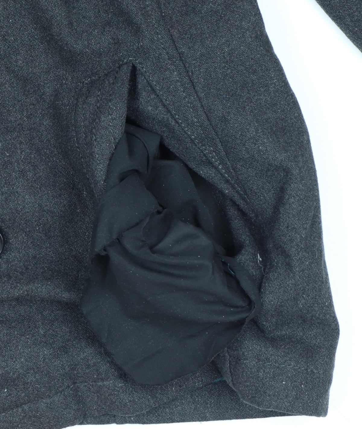 Guess Men’s Black Wool Blend Pea Coat UK 36 Medium Double Breasted