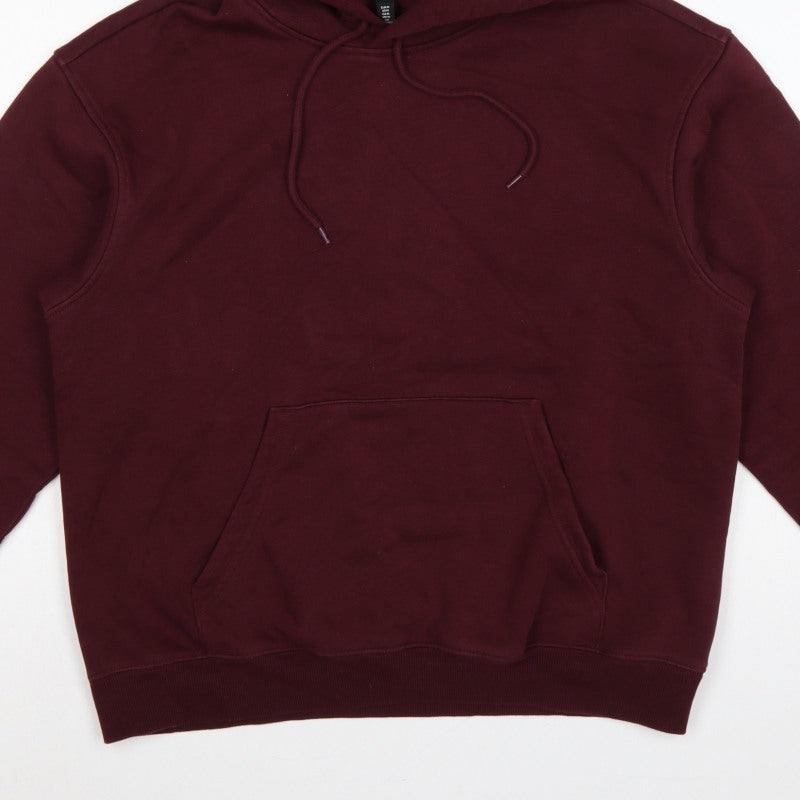 H&M Men Red M Relaxed Fit Pullover Hoodie Kangaroo Pocket